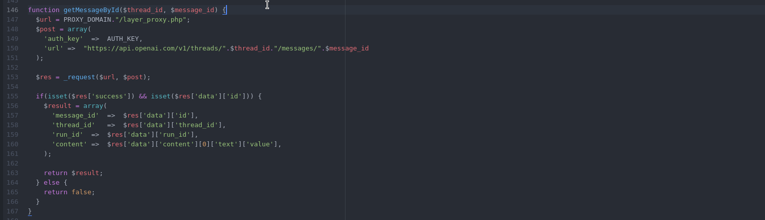Функция получения сообщения по его идентификатору function getMessageById($thread_id, $message_id)